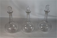 3 Vintage Glass Decanters
