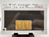 #715 WASHINGTON ISSUE PAIR OG NH