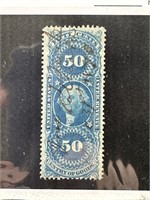 1862 CIVIL WAR 50C REVENUE STAMP 1ST SERIES