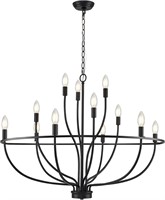 $256  12-Light Black Chandelier  36in  E12