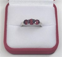 Sterling 3-Stone Ruby Ring
Size 10 and weighs