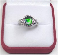 Sterling Ammolite & White Sapphire Ring
Size 7.5
