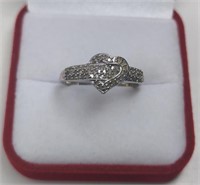 Sterling Diamond Chip Heart Buckle Ring
Size