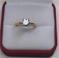 Sterling Gold Tone Round Cut White Sapphire
