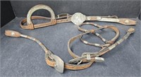 (O) Silver/Leather Horse Halter