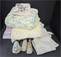 (AU) Baby Lot Of Crocheted Blankets, Needlepoint