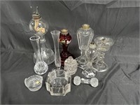Group of antique & vintage glass & crystal oil