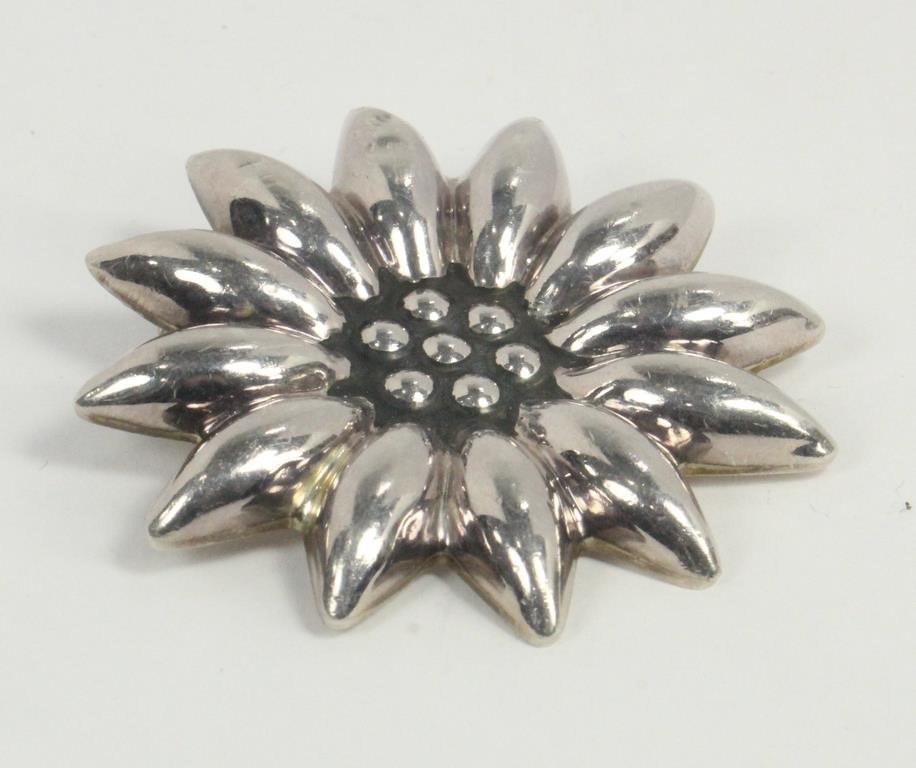 SUNFLOWER BROACH OR PENDANT STERLING