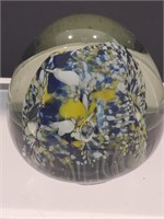 Vintage glass egg shaped hand blown multicolor