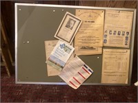 Bulletin board with misc Masonic paperwork