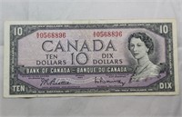 Canada $10 Banknote 1954 BC-40b Beattie