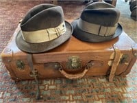 Stetson and Champ vintage top hats in suitcase