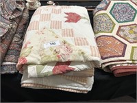 Vintage Handmade Quilt, Tulip Design