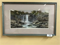 Framed Waterfall Landscape, Might Be Original