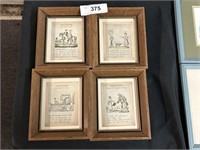 Set Of 4 Antique Framed Grammar Plates