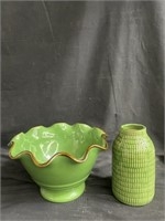 Crate and barrel vase and bowl 7?h x 12?diam 8?