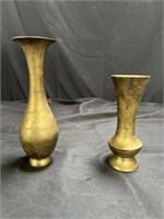 Hand Etched Vintage Brass Vases from India
