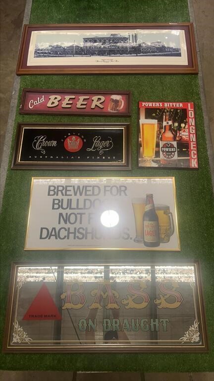 6X ADVERTISING BEER SIGNS AND MIRRORS