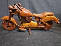 Wooden Harley Davidson Motorcycle Carved Biker