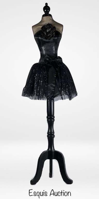 Vintage Dress Form Mannequin with Black Dress