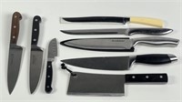 Group of Kitchen Knives & Butcher Cleaver