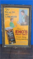ENO'S FRUIT SALT ENAMEL SIGN IN TIMBER FRAME