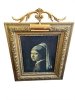 VTG Framed "Girl With A Pearl earring"oil painting