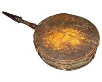 Antique Tibetan Shaman Drum Dhyangro Hand Carved
