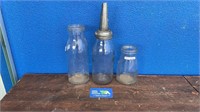 3 REPRO OIL BOTTLES GOLDEN FLEECE, TEXACO,