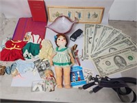 Vintage items, watches, Japan, US bills, dolls,