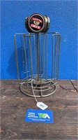 KIWI BLACK TIN DISPLAY WIRE CYLINDER ROTATING RACK