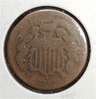 1864 US Two Cent Piece coin