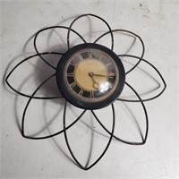 Mid-century wind up floral clock