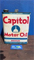 CAPITOL MOTOR OIL MEDIUM 2 GALLON U.S OIL TIN