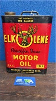 ELKOLENE MOTOR OIL 2 GALLON S.A.E 30 U.S TIN