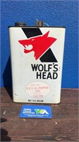 WOLF'S HEAD MOTOR OIL 1 GALLON TIN