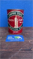 EMPIRE STATE MOTOR OIL 1 QUART PAPER CAN AND TIN
