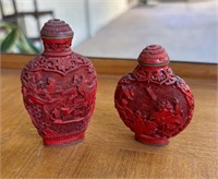Pair of collectible Chinese cinnabar snuff bottles