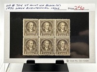 #704 MINT NH BLOCK OF 6 STAMPS 1932 WASH BICENT