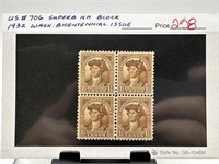 #706 STAMP BLOCK 1932 WASHINGTON BICENTENNIAL