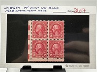 #634 MINT STAMP BLOCK 1928 WASHINGTON ISSU