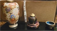 2 Cloisonné pieces - Satsuma small vase and ginger