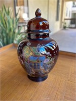 Vintage Asian Garden Cart ginger jar
