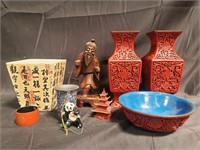 Group of Asian items, vase, bowl, flower pot, etc.