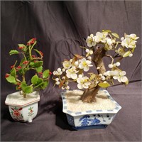 Pair of vintage Asian glass faux plants in