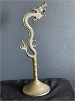 Antique Asian brass dragon lamp base