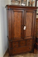 Wicker Style Face Wood Armoire