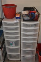 Plastic Storage Shelves & Contents