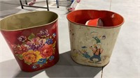 Vintage Walt Disney Trashcan and Flower Trashcan