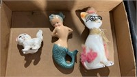 Lot of Porcelain Cat, Dog and Mermaid